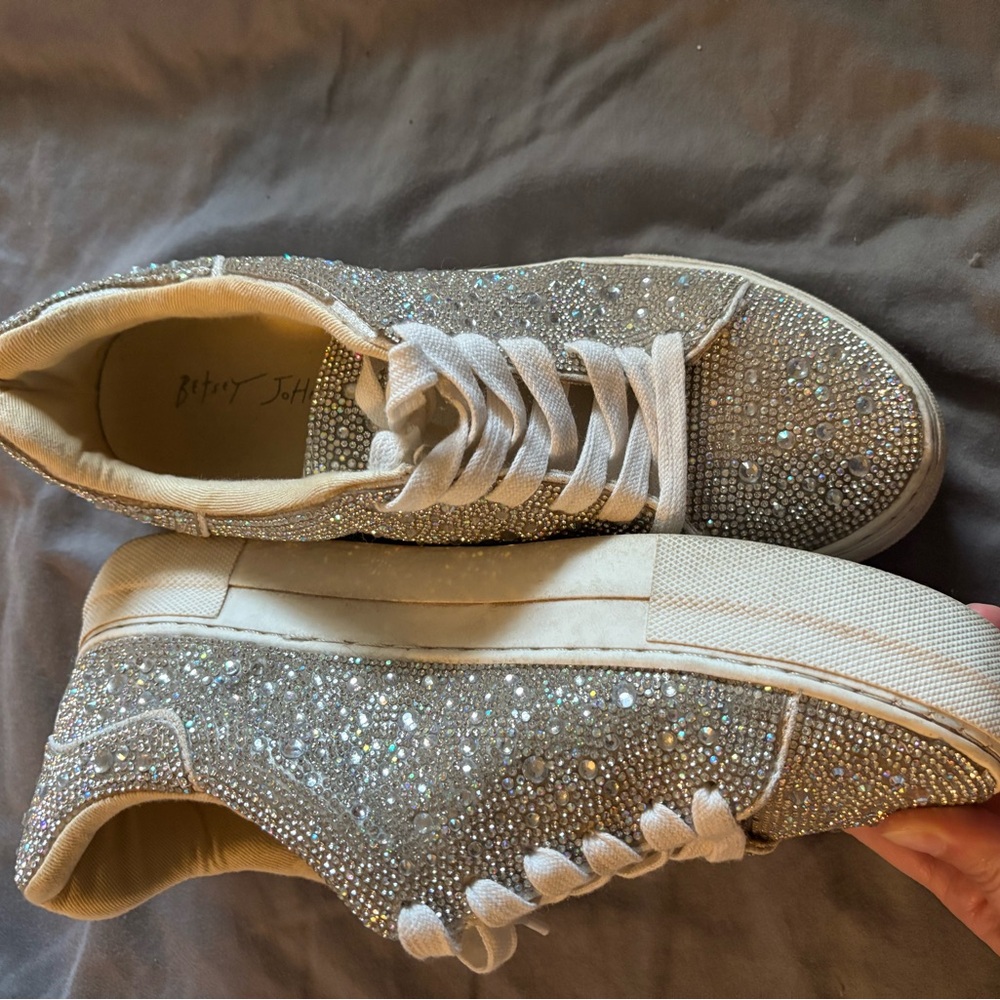 Betsey Johnson Silver Glitter Sneakers